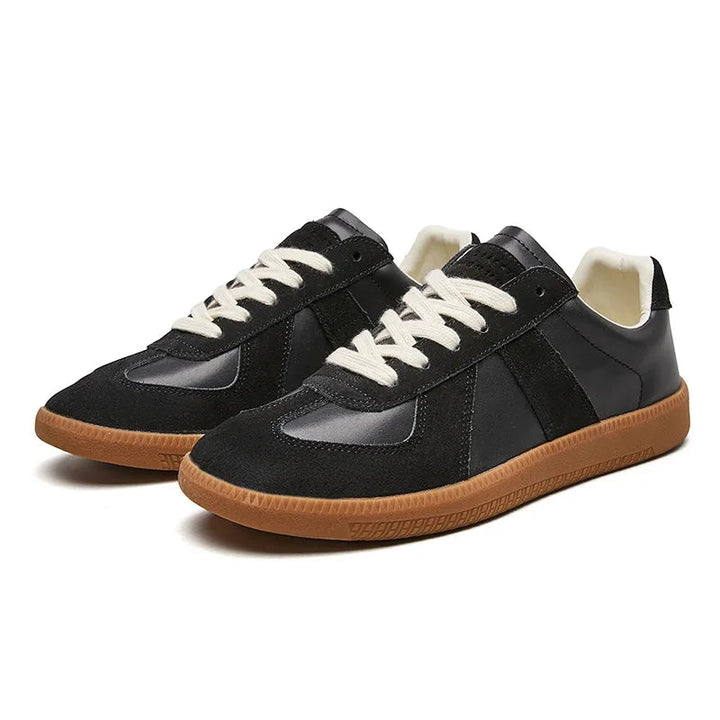 Gray men's casual lace-up sneakers, low-top design, non-slip sole for daily comfort.