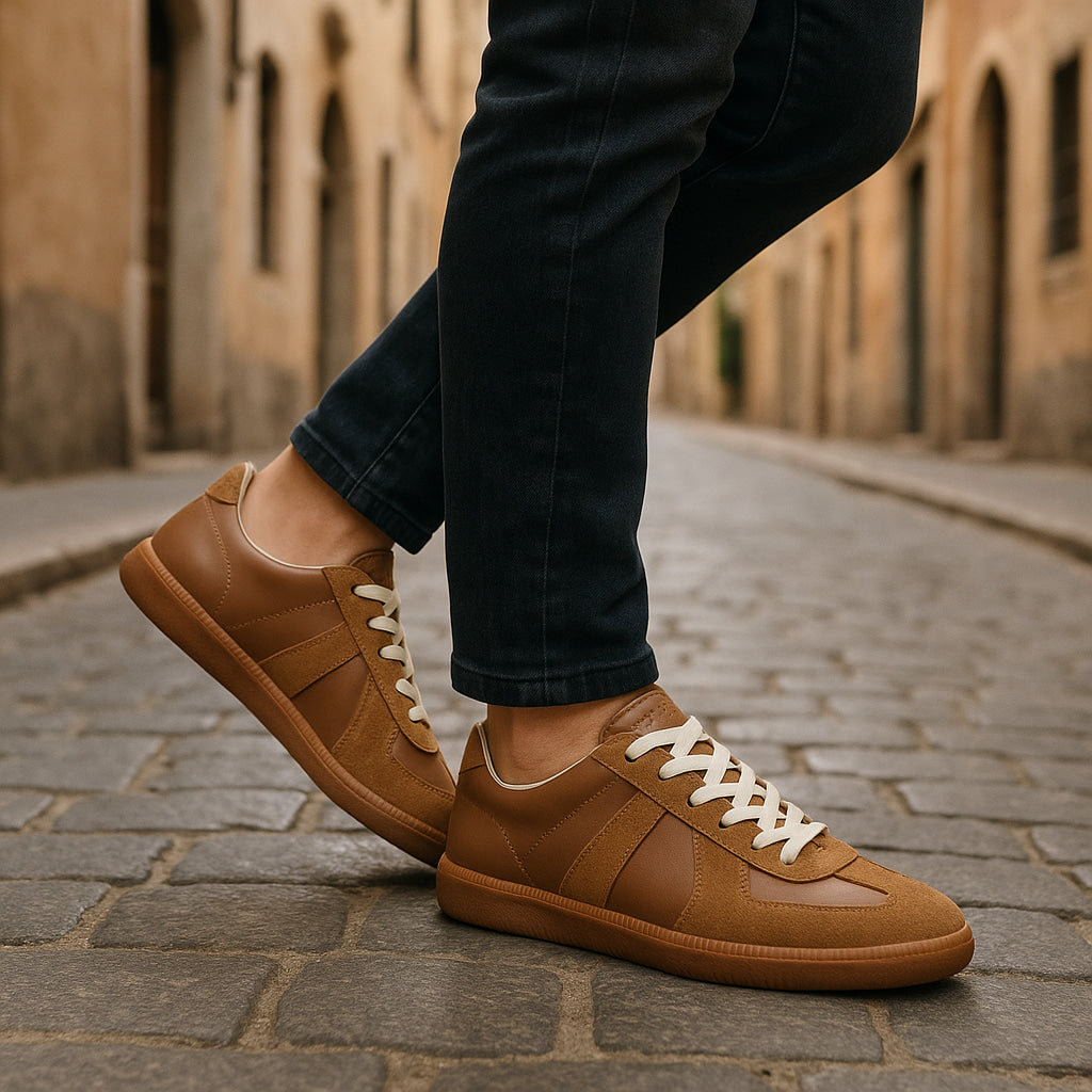 Black men's versatile lace-up sneakers, non-slip traction, perfect for everyday wear.