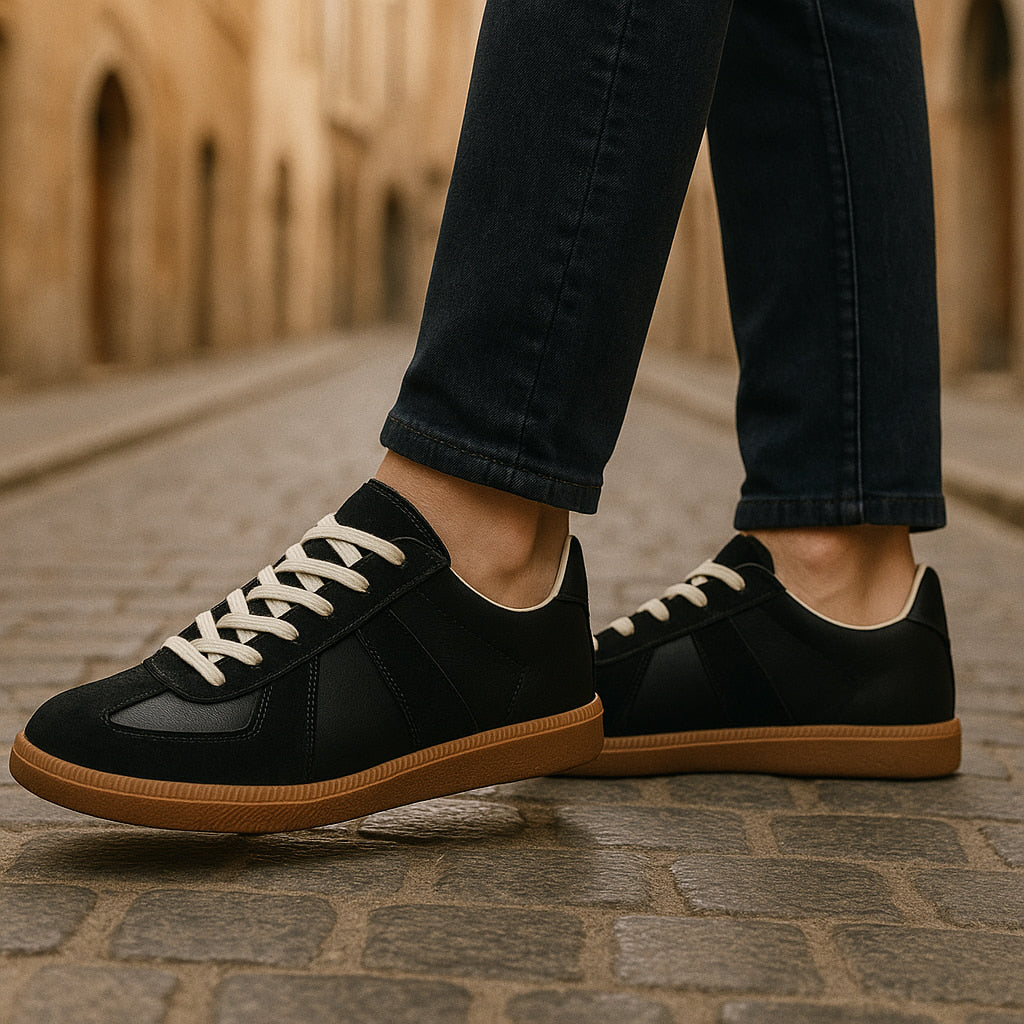 Comfortable men's lace-up sneakers, non-slip traction for everyday casual walking.
