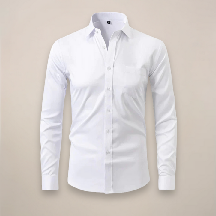 Tailored men's solid long sleeve spring shirt, perfect for everyday casual or work wear
