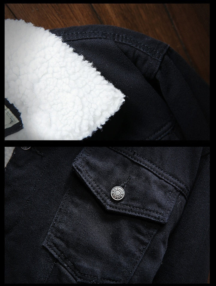 Timeless retro men's denim jacket, Samuel, with warm fleece lining. Ideal for fall & winter.