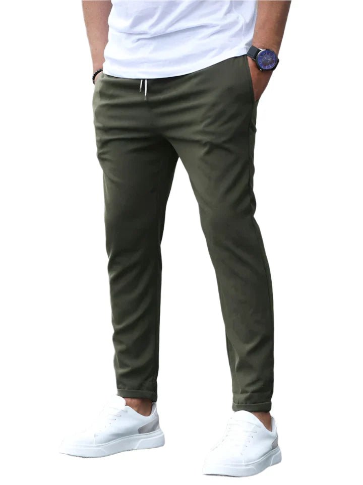 Comfortable men's drawstring chino pants, stretch fabric for maximum flexibility.
