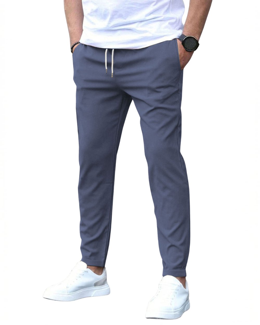 Durable men's drawstring chino pants, ideal for everyday casual and work wear.
