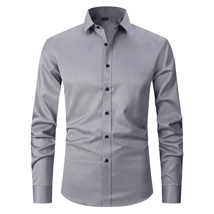 Comfortable men's professional long sleeve stretch dress shirt. Tailored fit for all-day office wear & business comfort.