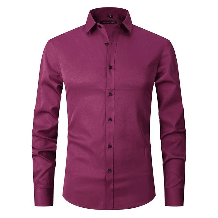 Formal men's long sleeve stretch business dress shirt. Tailored fit for office professionals, events, and business wear.