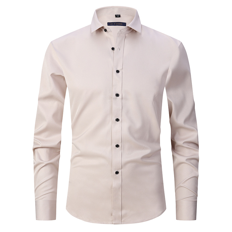 Men's professional stretch dress shirt, long sleeve. Tailored fit, button-up, ideal for office, business & formal wear.