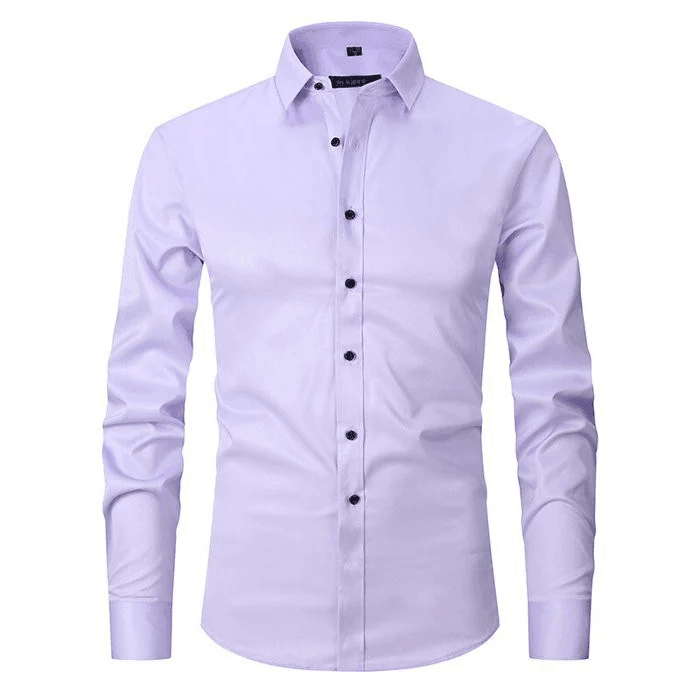 Tailored fit men's long sleeve stretch dress shirt. Professional business attire for office professionals & formal events.