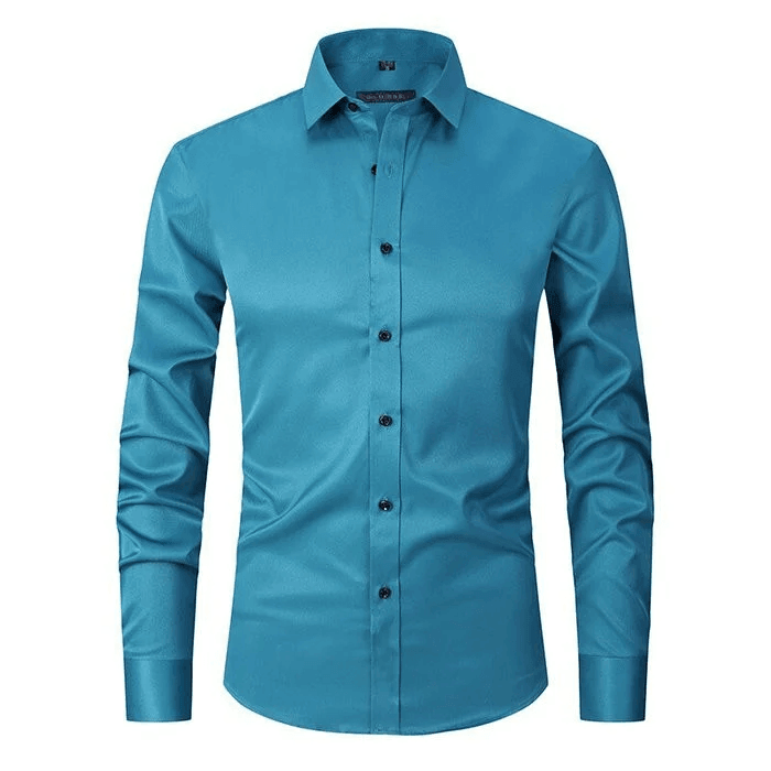 Men's long sleeve stretch business dress shirt. Tailored fit, button-up, professional office wear & men's fashion.