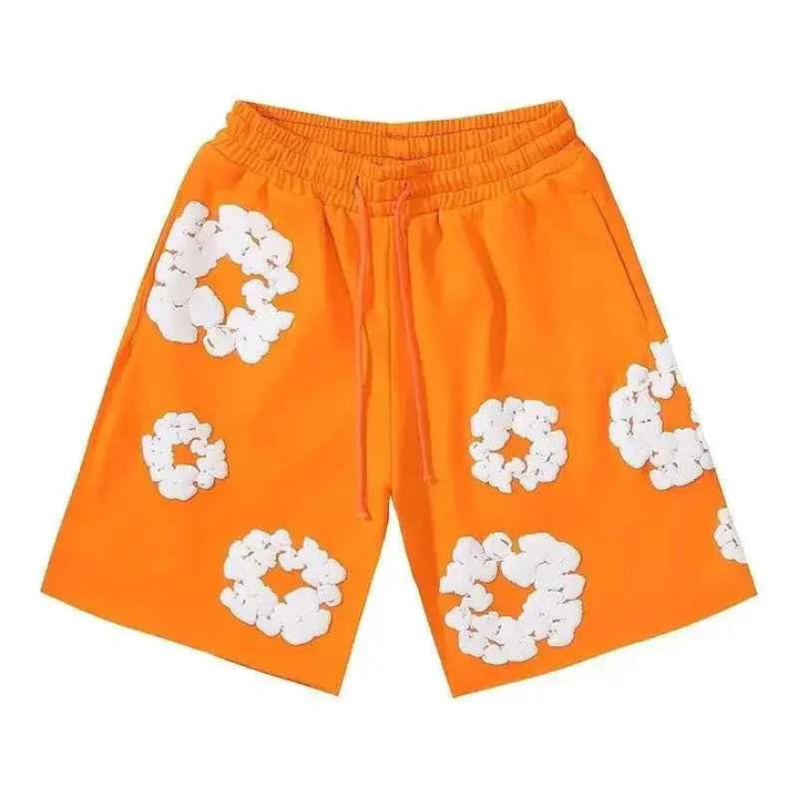 Men's floral print summer shorts; bold streetwear style. Perfect for beach, festivals & vacation. Comfortable fit.