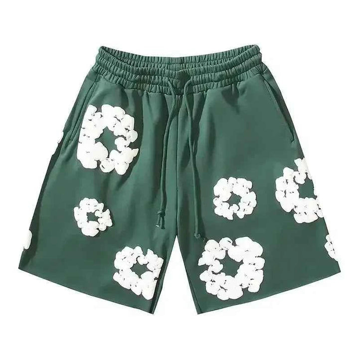 Trendy men's shorts featuring a bold floral print. Essential summer fashion for streetwear, festivals, and beach days.
