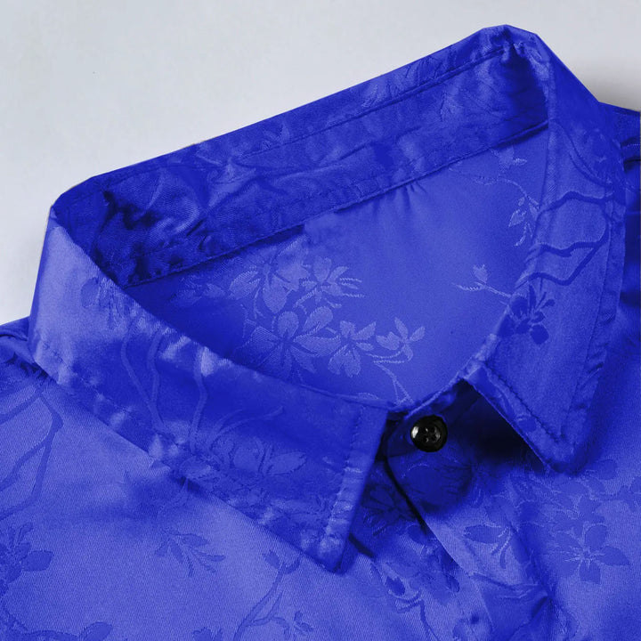 Versatile men's floral print polo shirt. Short sleeve, button-front, perfect for summer casual & elegant looks.