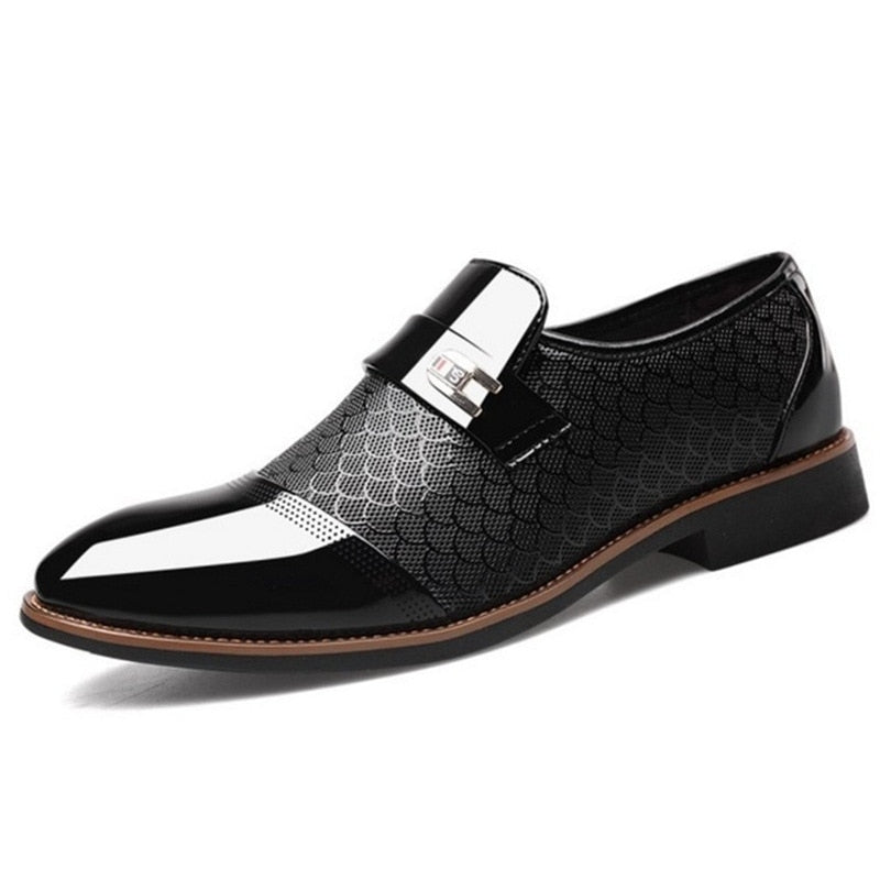 AS Men's patent buckled dress shoes; sophisticated formal footwear with a brilliant high-shine finish.