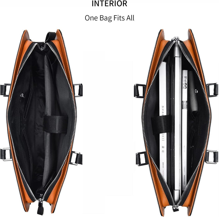 Professional men's genuine leather laptop bag, ideal for business, work & travel organization.