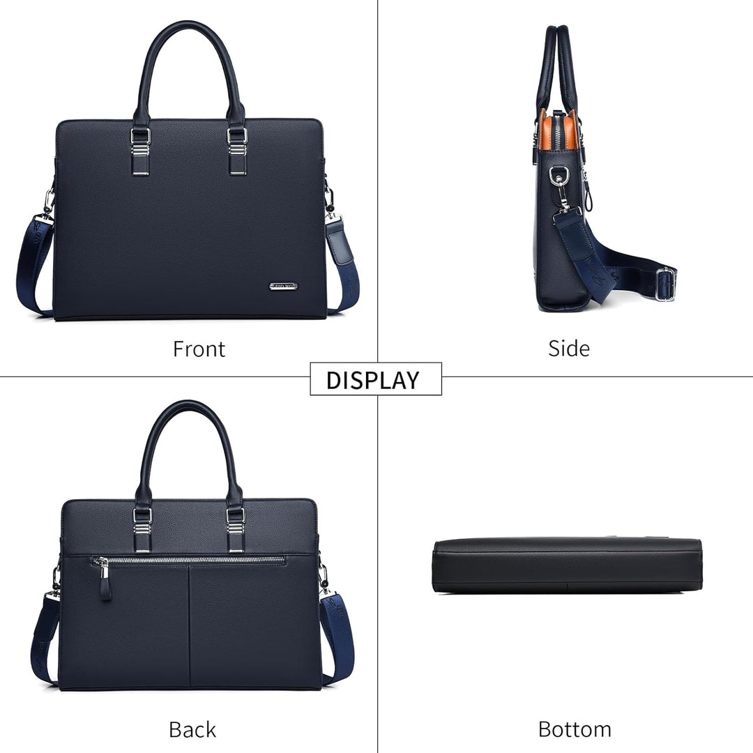 Durable men's genuine leather laptop bag, built for daily professional use and travel.