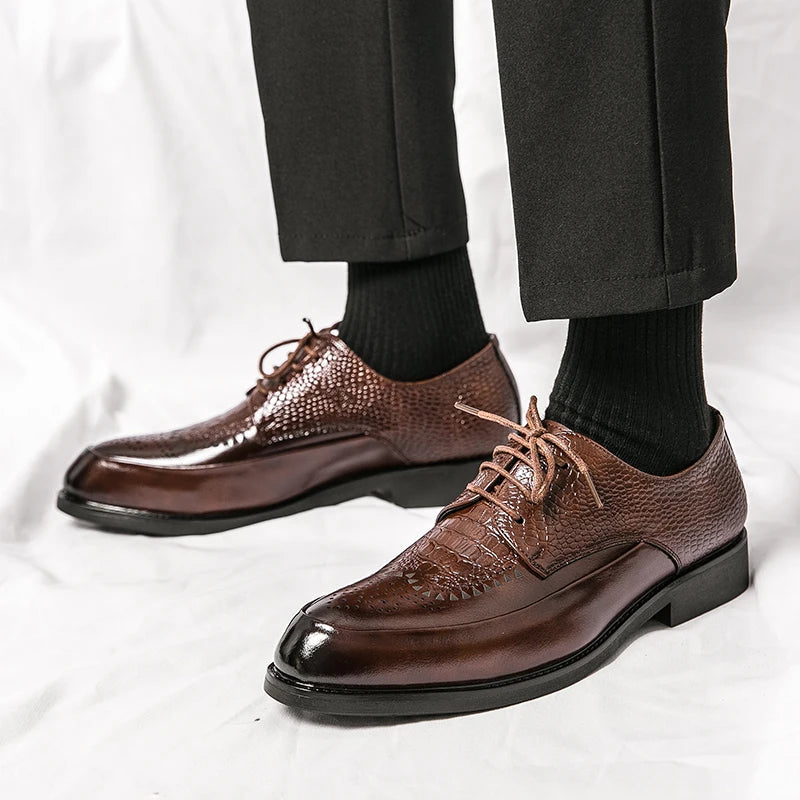 Close-up of the sole of men's Oxford dress shoes, showing durable construction and genuine leather.