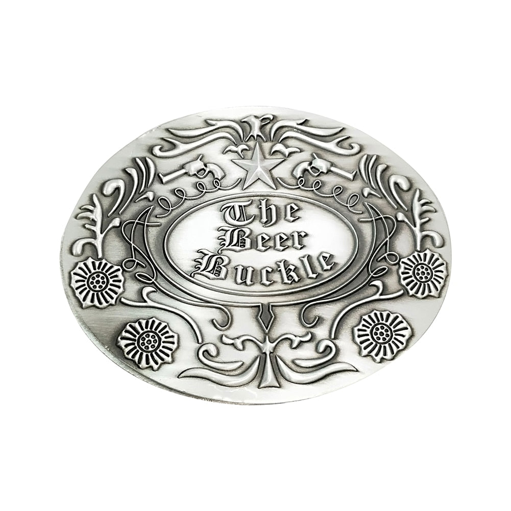 Men's hands-free belt buckle drink holder for on-the-go enjoyment.