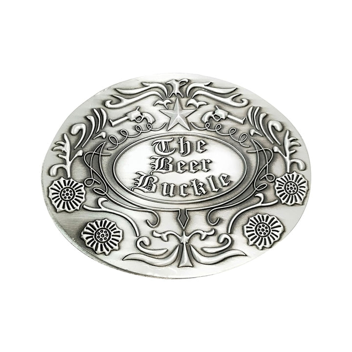 Men's hands-free belt buckle drink holder for on-the-go enjoyment.