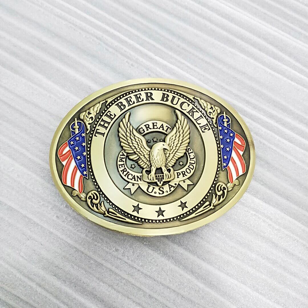 Tailgate party gear: men's unique belt buckle for holding drinks hands-free.