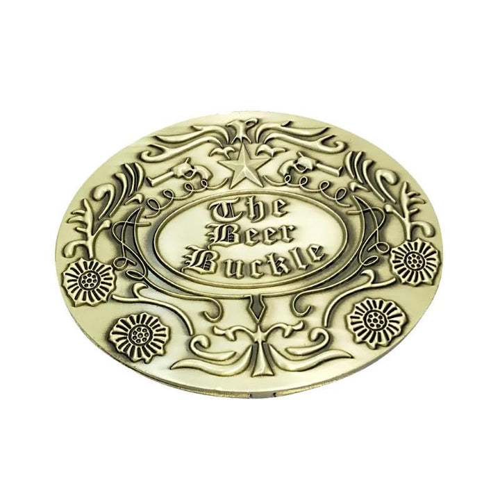 Novelty beer holder belt buckle, a fun accessory for any man.