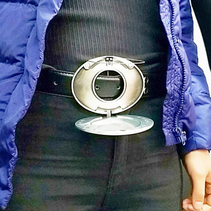 Men's party gear: hands-free drink holder belt buckle for convenience.