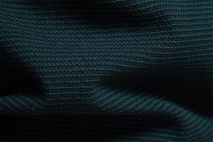 Back view of men's simple half-zip sweater, clean design, comfortable cotton blend top