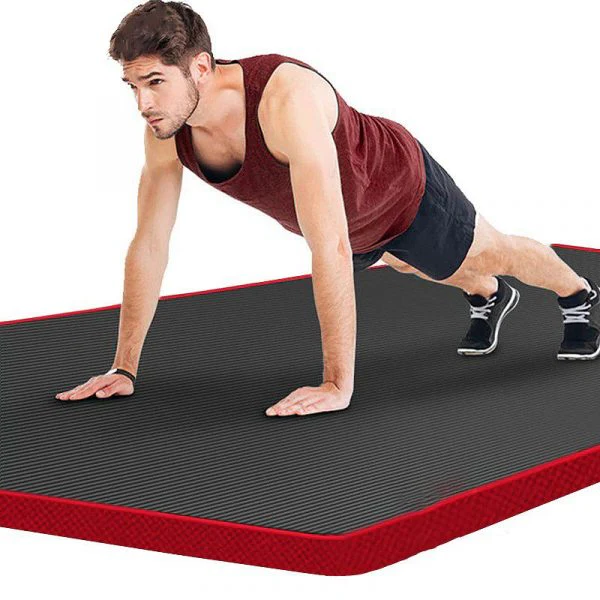 Men's high-density non-slip fitness mat for intense gym and home workouts. Durable exercise mat accessory.