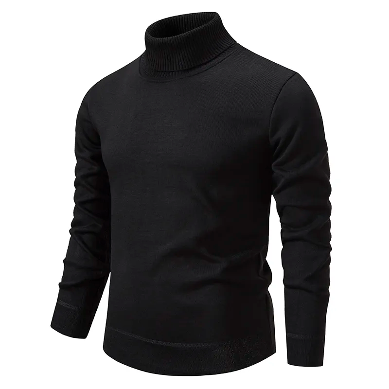 Refined men's high-neck pullover sweater, a versatile knitwear piece for sophisticated layering.