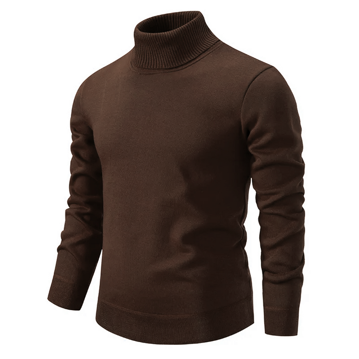 Warm men's high-neck sweater, a comfortable knit pullover for sophisticated winter layering.