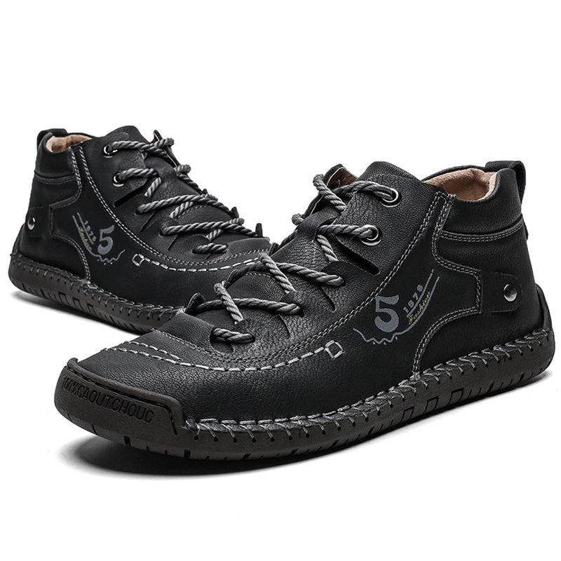 Men's fashion: high-top leather loafers, hand-stitched, perfect as all-season casual footwear