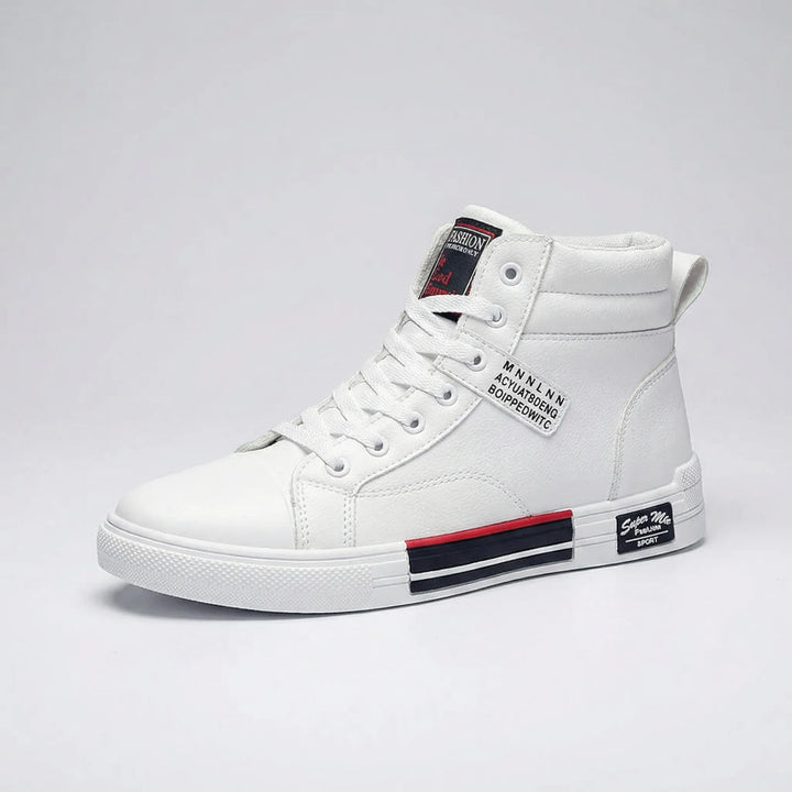 Stylish men's high-top sneakers with lace-up closure for versatile casual fashion & comfortable street style.