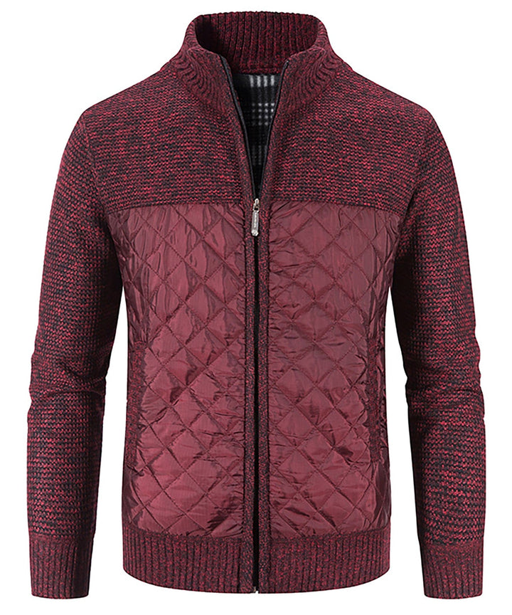 Men's Hybrid Quilted Sweater Jacket, an insulated jacket featuring a comfortable sweater knit on the sleeves