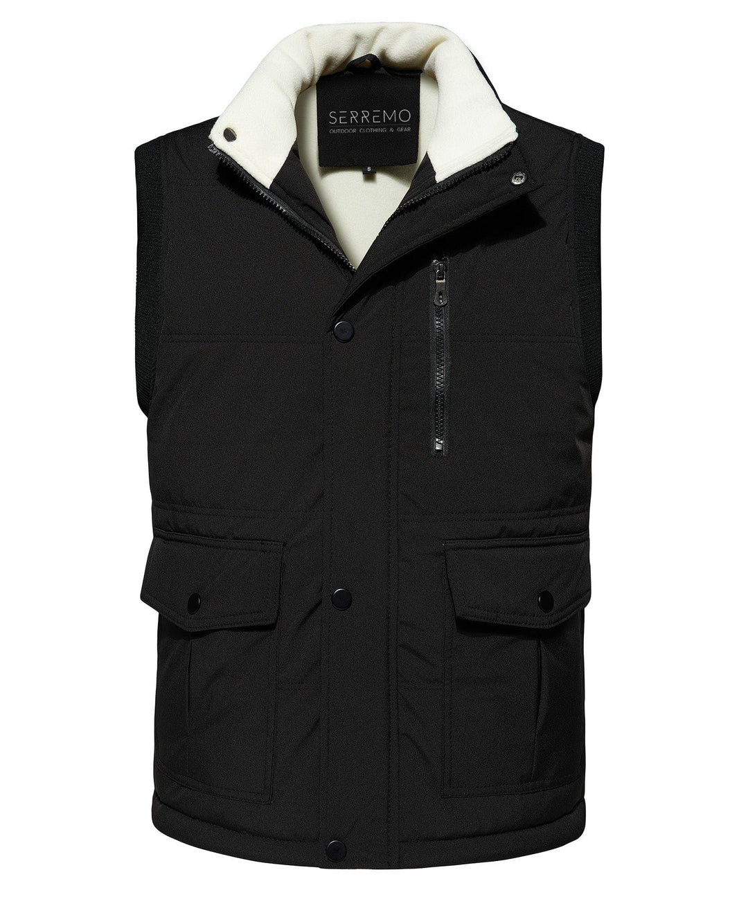 Black men's outdoor vest with insulation, perfect for winter layering
