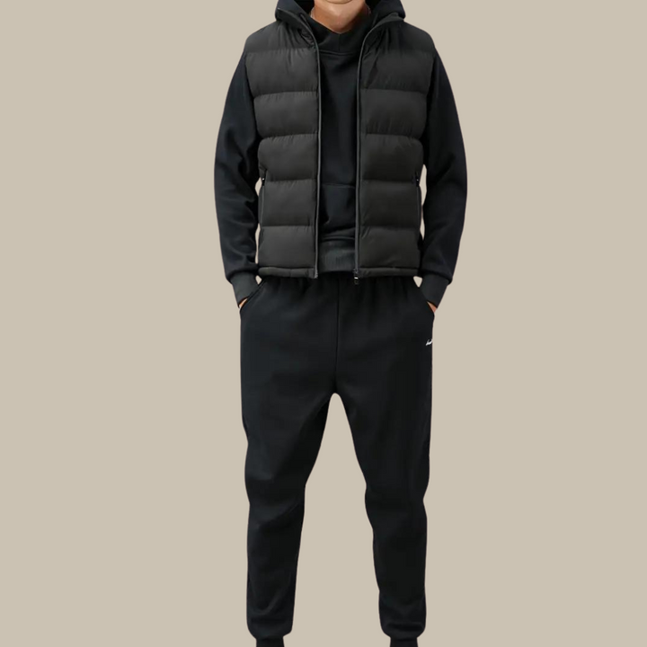 Men's insulated gilet for stylish layering & warmth. Perfect fall/winter outerwear or casual jacket.
