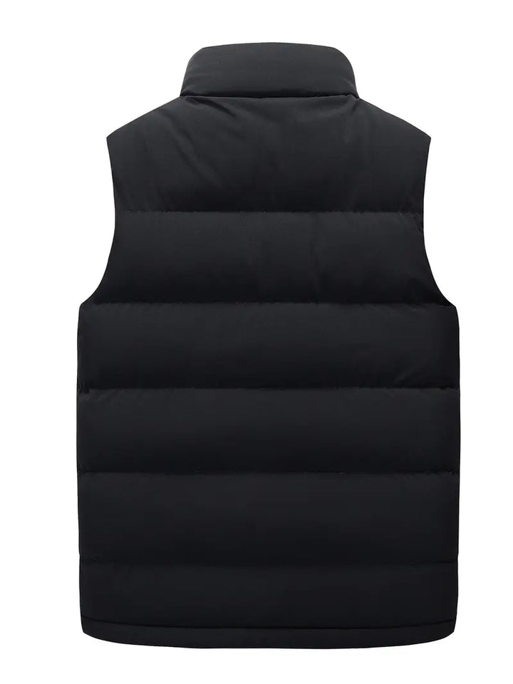 Warm men's padded gilet. Sleeveless insulated jacket, ideal for fall fashion, winter layering & outdoor wear.