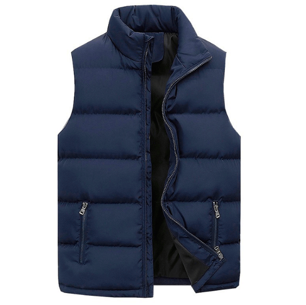 Comfortable men's quilted vest. Padded insulated gilet designed for warmth and stylish layering in any season.