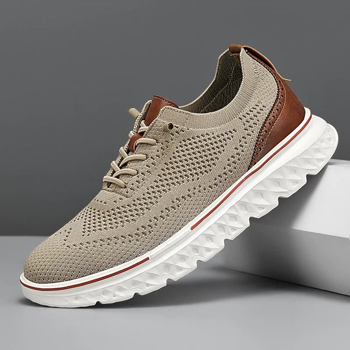Brogue-style knit dress sneakers for men, lightweight and perfect for casual everyday wear.