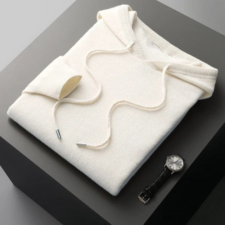 Men's casual knit hoodie sweater, a warm and stylish pullover with a drawstring hood for versatile fall & winter fashion.