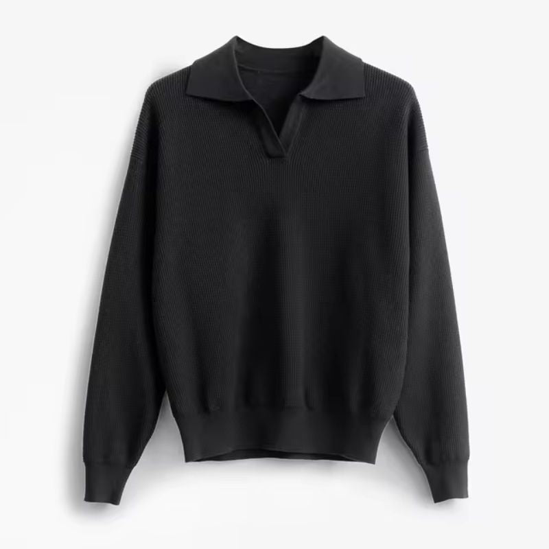 Lightweight men's polo sweater, collared pullover in a knit cotton blend, perfect for casual style.