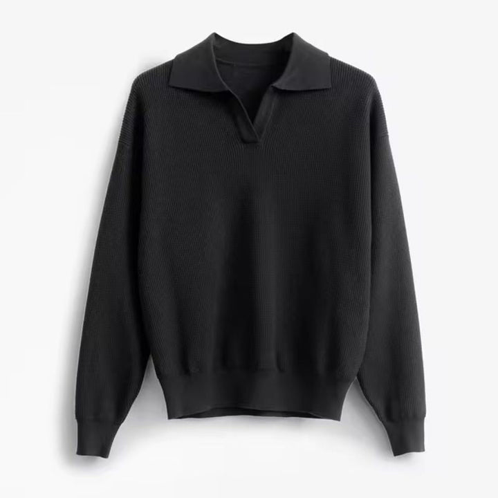 Lightweight men's polo sweater, collared pullover in a knit cotton blend, perfect for casual style.