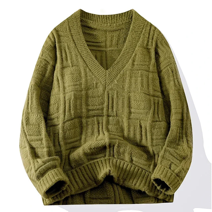 Stylish men's casual V-neck sweater, ideal for versatile mens fashion and winter layering.