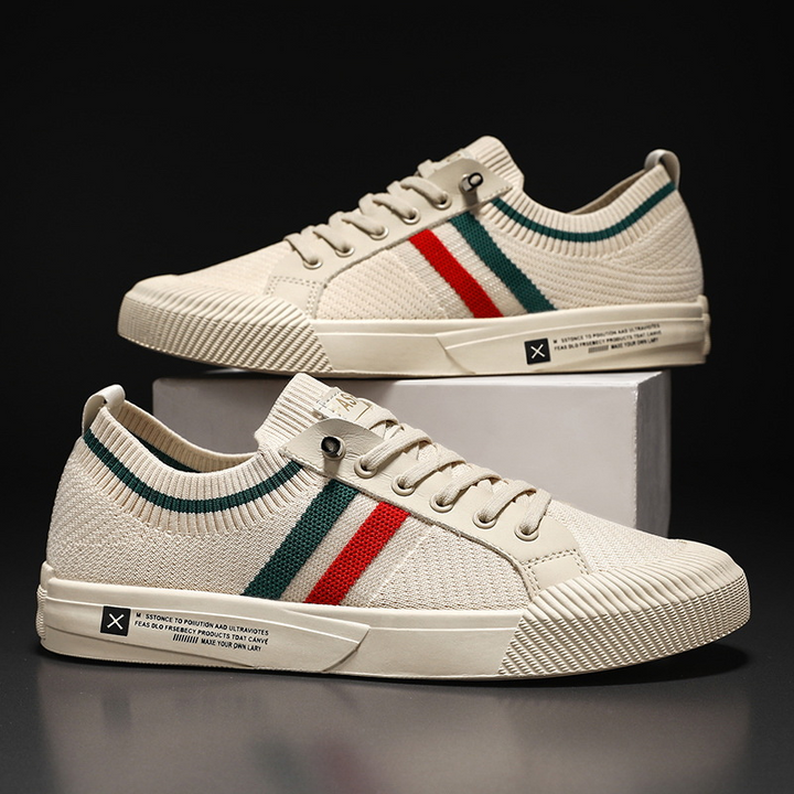 Stylish men's low-top lace-up sneakers with a breathable mesh upper, ideal for walking & daily comfort.