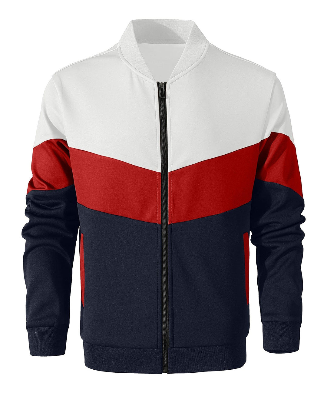 Men's spring jacket in a contemporary color block design, a must-have lightweight outerwear for men's fashion.