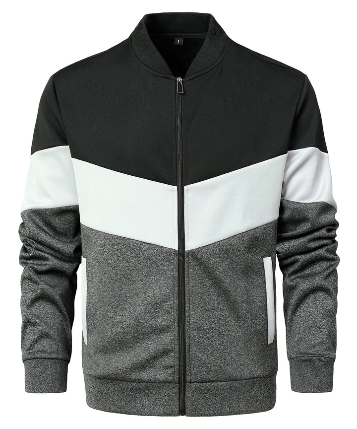 Folded men's color block jacket, showing its compact nature, great for travel & a versatile lightweight jacket.