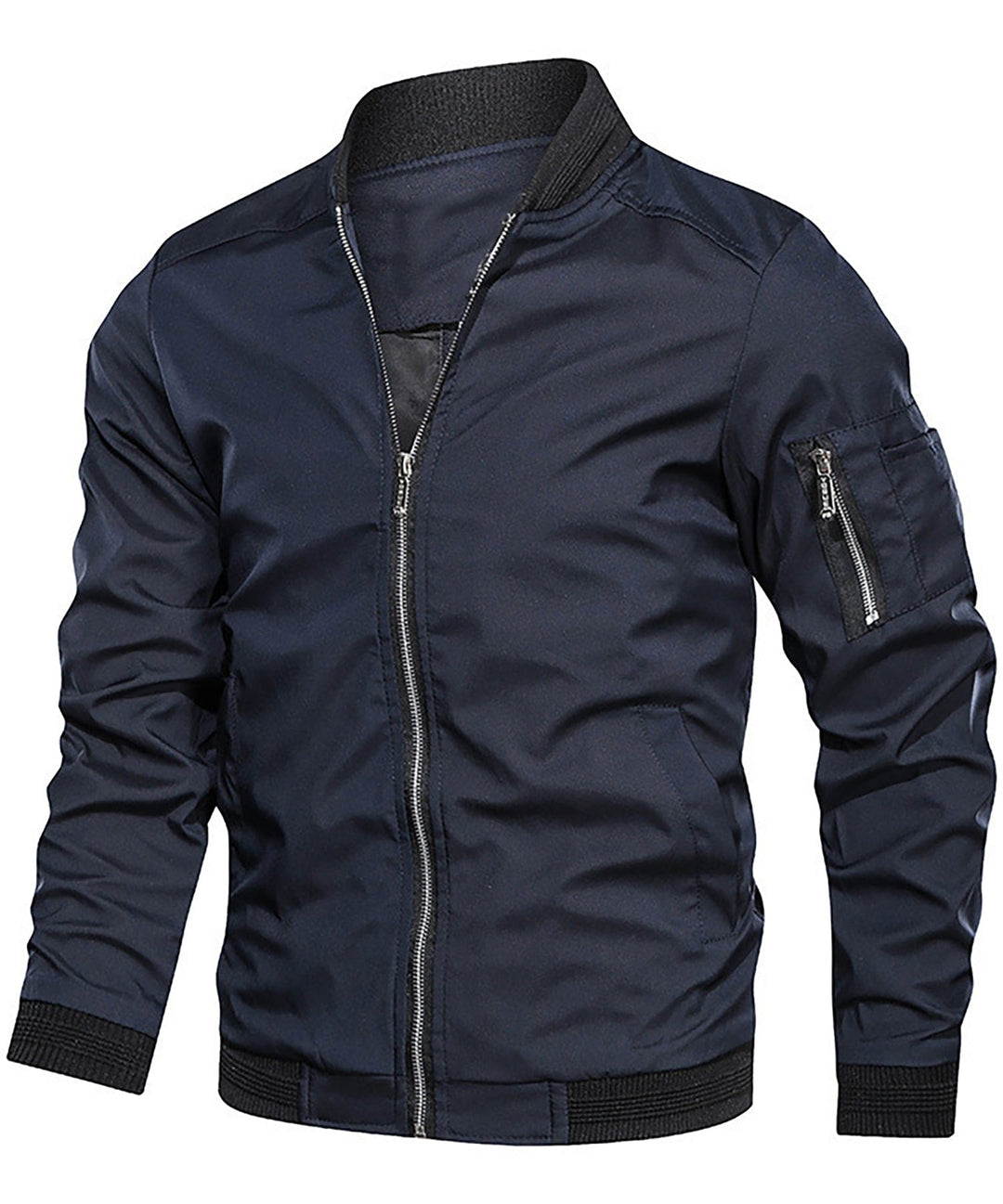 Stylish men's bomber jacket with full zip, ideal lightweight outerwear for fall.