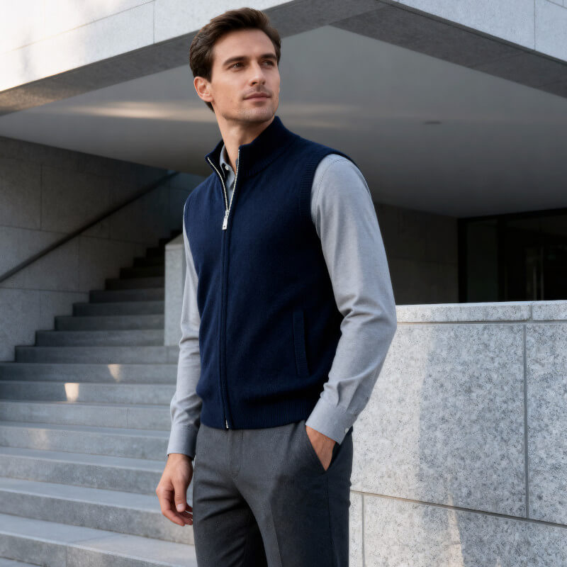 Comfortable men's lightweight vest, full-zip design for versatile everyday wear.