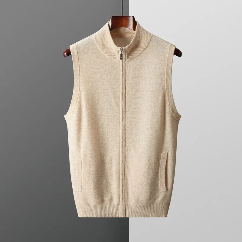 Sleek men's full-zip vest, a lightweight and versatile layering piece of outerwear.