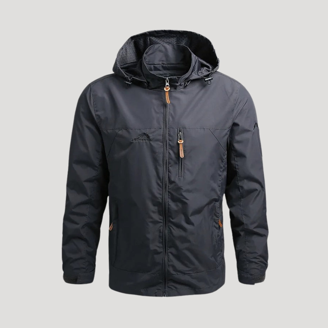 Men's stylish lightweight outdoor jacket with hood, perfect for casual spring adventures and travel.