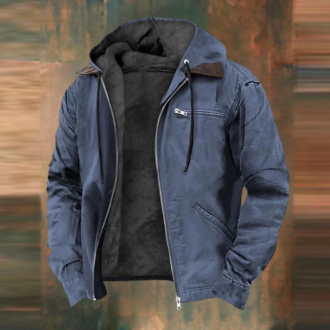 Stylish men's urban lightweight hooded zip-up jacket, ideal for daily wear and versatile casual fashion.