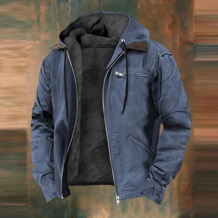 Stylish men's urban lightweight hooded zip-up jacket, ideal for daily wear and versatile casual fashion.