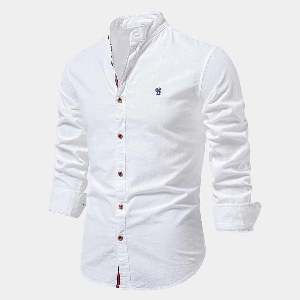 Stylish men's button-up summer shirt with long sleeves. Ideal lightweight top for warm weather fashion.